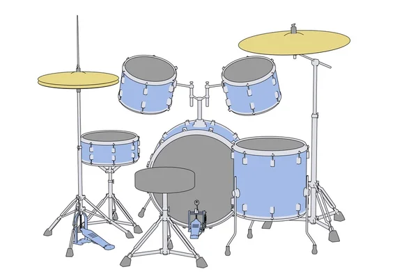 Cartoon image of musical instruments - drum set — Stock Photo, Image