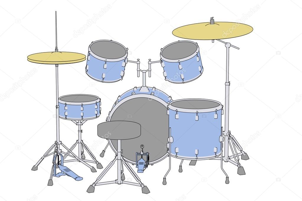 Cartoon image of musical instruments - drum set