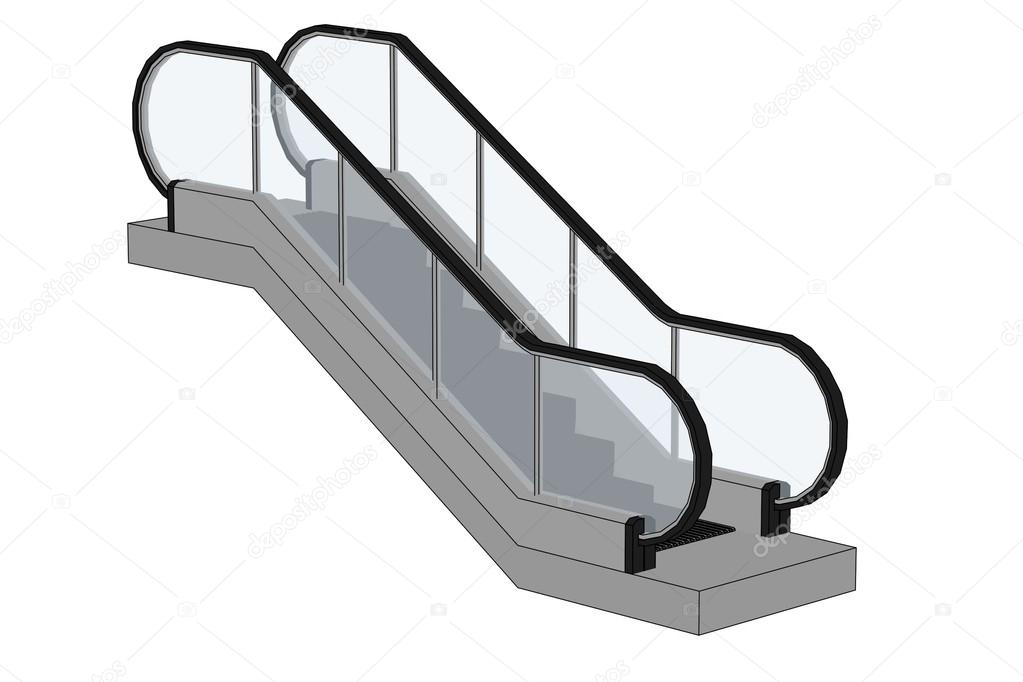 stock photo cartoon image of escalator stairs