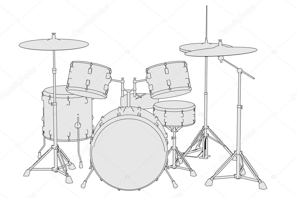 Cartoon image of musical instruments - drum set