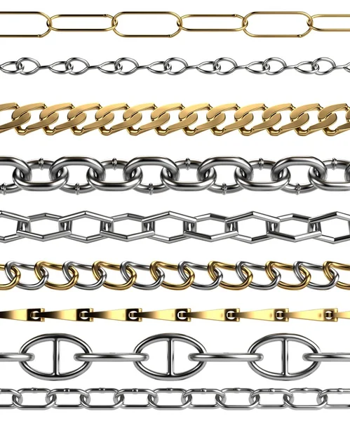 Realistické 3d vykreslení řetězů — Stock fotografie