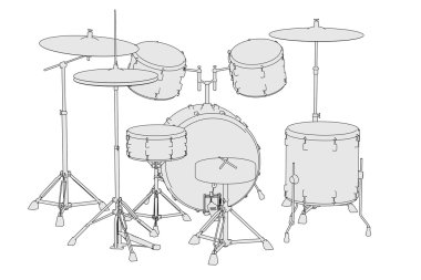 Cartoon image of musical instruments - drum set clipart