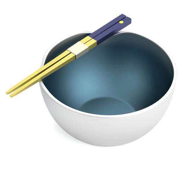 Реалістичний 3d візуалізація чаші і паличок — стокове фото