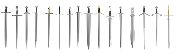 Realistische 3d render van zwaarden — Stockfoto