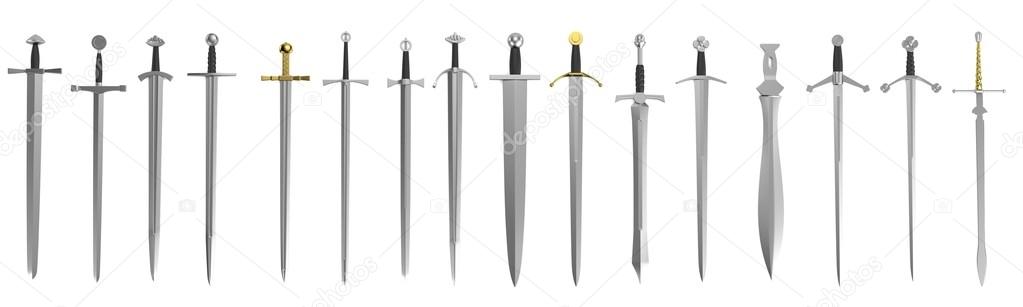 Realistic 3d render of swords