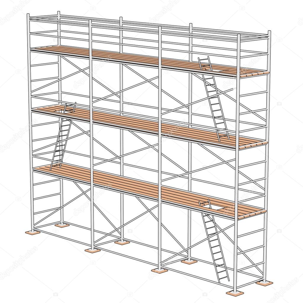 Cartoon illustration of construction scaffolding