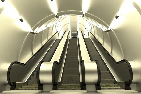 Realistic 3d render of escalator scene — Stock Photo, Image