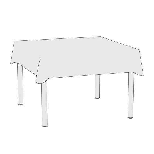 Cartoon illustration of table with tablecloth — Stock Photo, Image