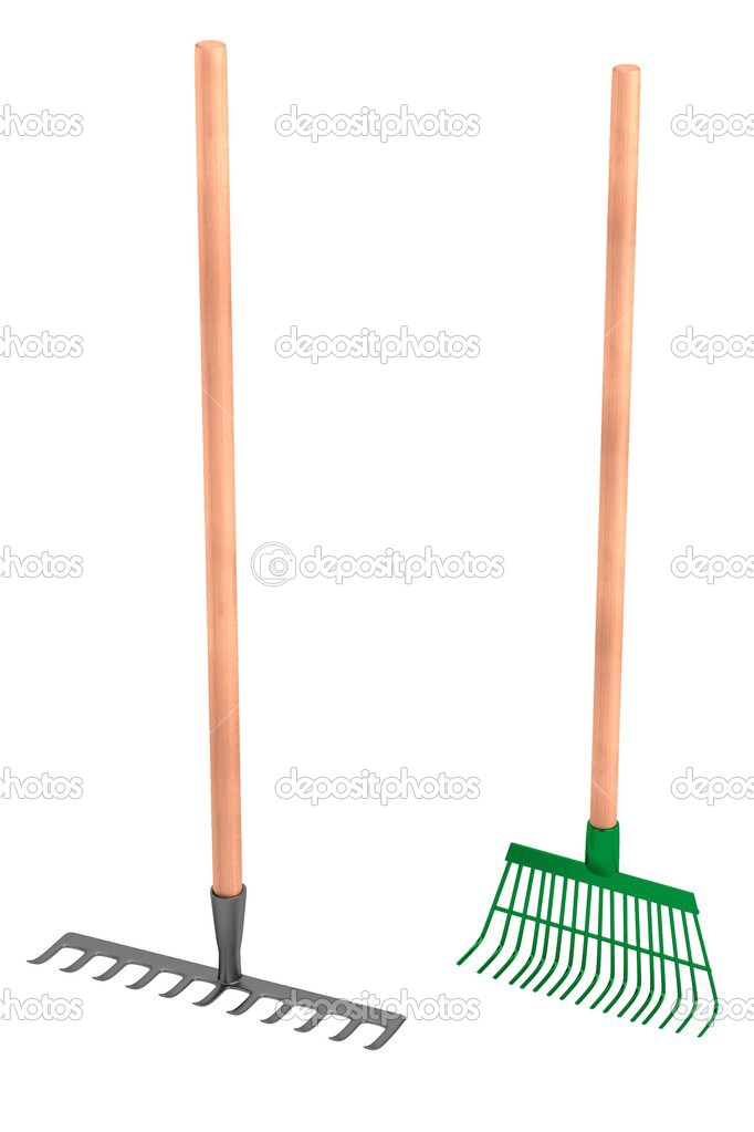 Realistic 3d render of rakes