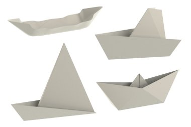 origami gemi gerçekçi 3d render