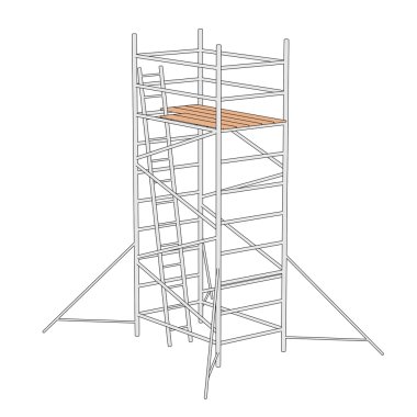 İnşaat iskele karikatür çizimi