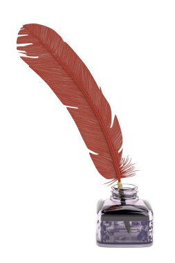 Quill'le inkpot yazmayı gerçekçi 3d render