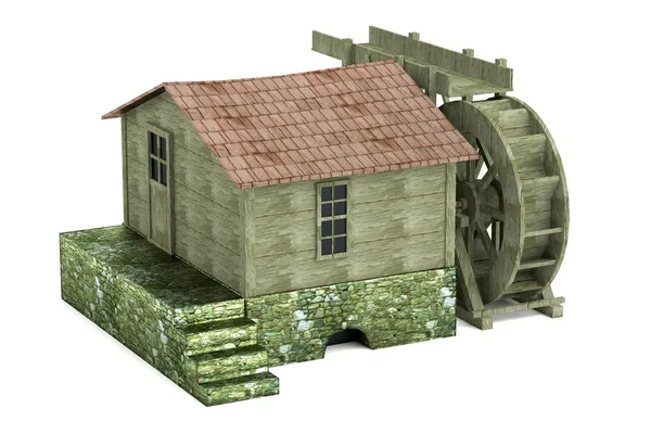 Realistic 3d render of water mill — Stock Photo, Image