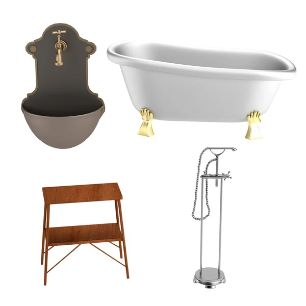 Realistic 3d render of bathroom items — Stock Photo, Image