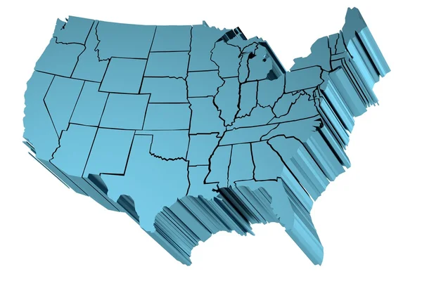 Rendement 3D réaliste de la carte des États-Unis — Photo