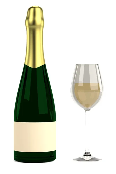 Realistische 3d render van champagne — Stockfoto