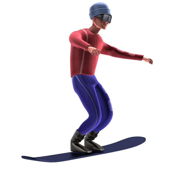 Realistische 3D-Darstellung des Snowboarders — Stockfoto