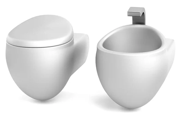 Realistico rendering 3d della toilette con bidet — Foto Stock