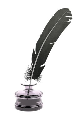 Quill'le inkpot yazmayı gerçekçi 3d render