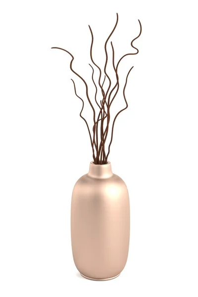Realistische 3d renderen van vaas met dode plant — Stockfoto