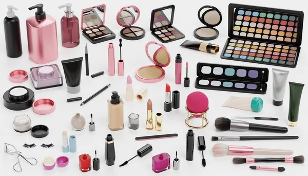 Rendering Realistico Della Collezione Cosmetici — Foto Stock