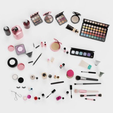 Kozmetik Koleksiyonunun Gerçekçi 3B Çizimi
