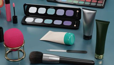 Kozmetik Koleksiyonunun Gerçekçi 3B Çizimi