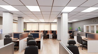 Ofis İçinin Gerçekçi 3B Hazırlaması