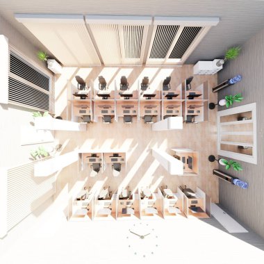 Ofis İçinin Gerçekçi 3B Hazırlaması