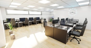 Ofis İçinin Gerçekçi 3B Hazırlaması