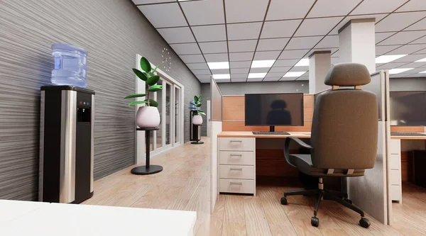 Realista Renderizado Interior Oficina — Foto de Stock