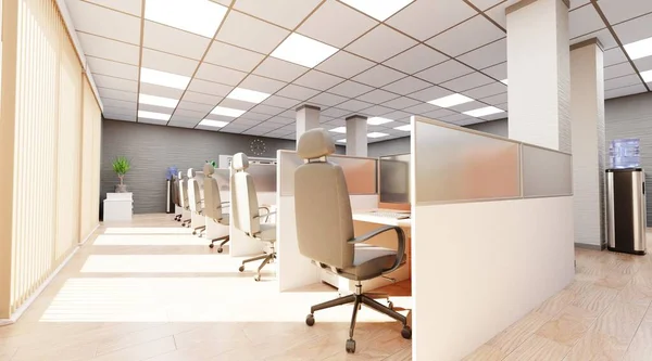 Realistisk Render Office Interiör — Stockfoto