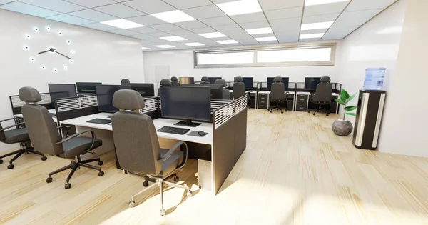 Realistisk Render Office Interiör — Stockfoto