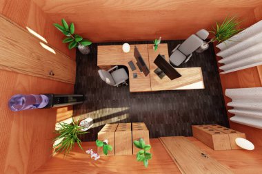 Ofis İçinin Gerçekçi 3B Hazırlaması