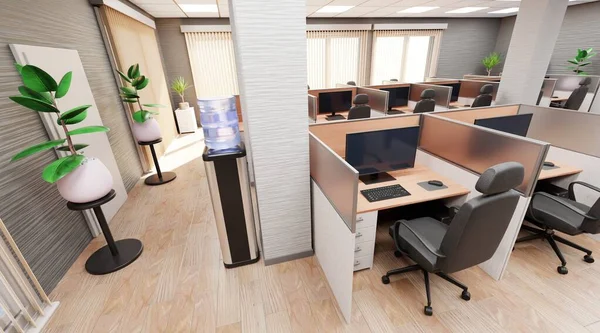 Realista Renderizado Interior Oficina — Foto de Stock