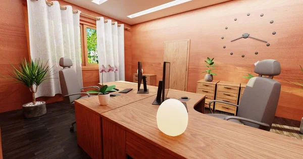 Realista Renderizado Interior Oficina —  Fotos de Stock