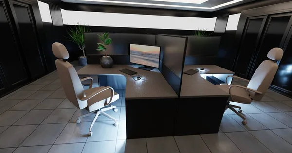 Renderização Realista Interior Escritório — Fotografia de Stock