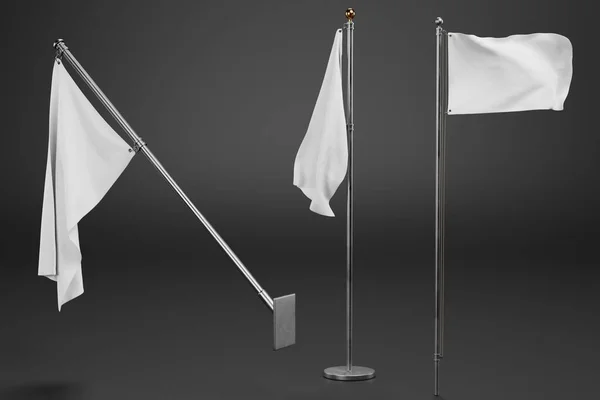 Realistyczne Render Białych Flag — Zdjęcie stockowe