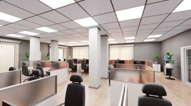 Ofis İçinin Gerçekçi 3B Hazırlaması
