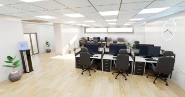 Ofis İçinin Gerçekçi 3B Hazırlaması