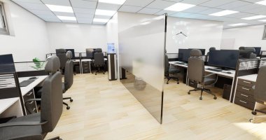 Ofis İçinin Gerçekçi 3B Hazırlaması