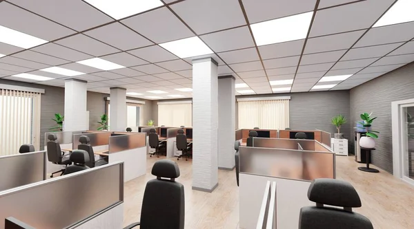 Realistisk Render Office Interiör — Stockfoto