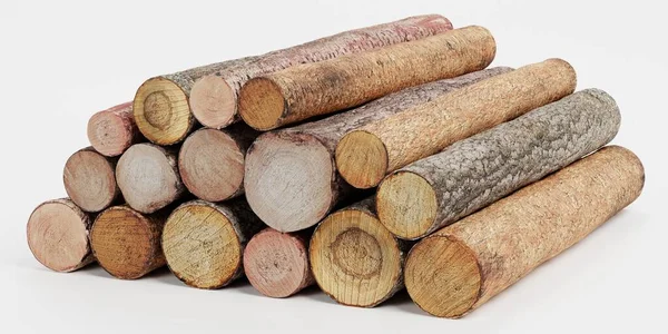 Трехмерный Рендер Tree Logs — стоковое фото