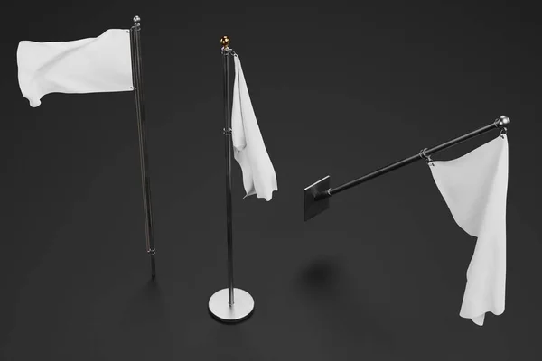 Beyaz Bayrakların Gerçekçi Boyutlu Çizimi — Stok fotoğraf
