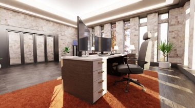 Ofis İçinin Gerçekçi 3B Hazırlaması