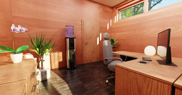 Realista Renderizado Interior Oficina —  Fotos de Stock