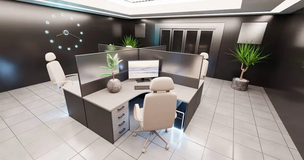 Realista Renderizado Interior Oficina — Foto de Stock