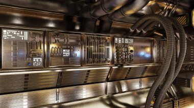 Scifi İçinin Gerçekçi 3B Görüntüsü