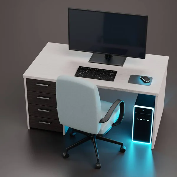 Realistische Render Workstation Mit — Stockfoto