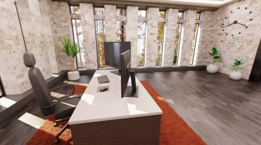 Ofis İçinin Gerçekçi 3B Hazırlaması